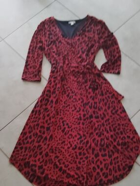 Red Leopard Print Wrap Dress for Kids - Classic Fit